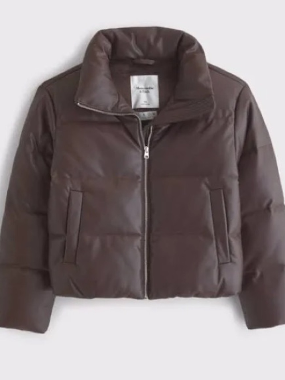 Abercrombie & Fitch Brown Faux Leather Puffer Jacket | XS